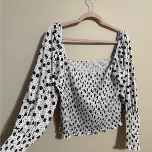 Miami Black and White Floral Blouse